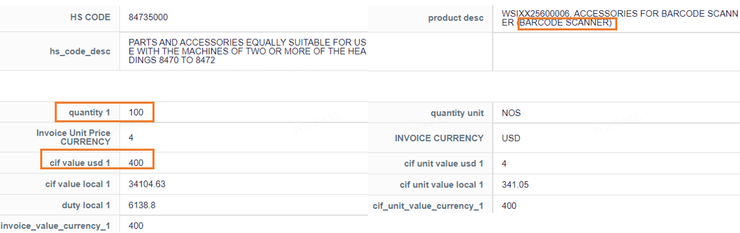 Customs Data-Finding “product details”, “amount” and “quantity” from B/L