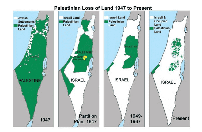 Israel-Palestine Conflict-Israel occupied 80% of the original Palestinian land.