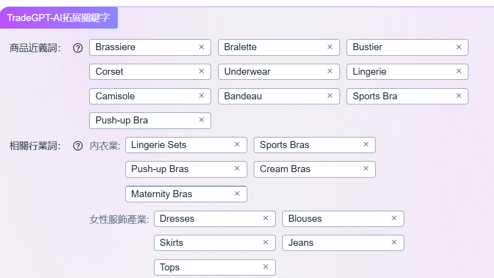 womens bra AI拓詞
