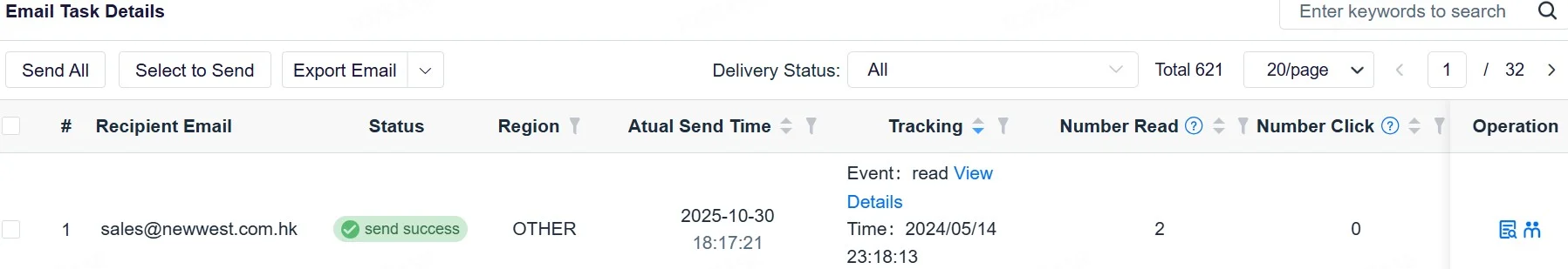 參展找海外經銷商太慢?B2B業務必學的5步驟「海關數據+開發信」精準拓銷術 2 EDM追蹤報告-每封信細節